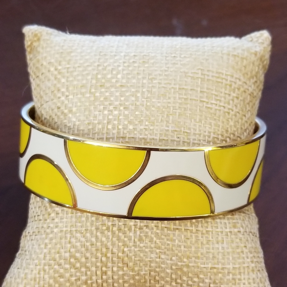 Kate Spade A Place In The Sun Gold And White Bangle Bracelet - Picture 10 of 12
